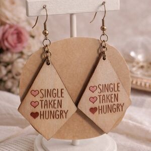 Wooden Statement Earrings with Fun Text